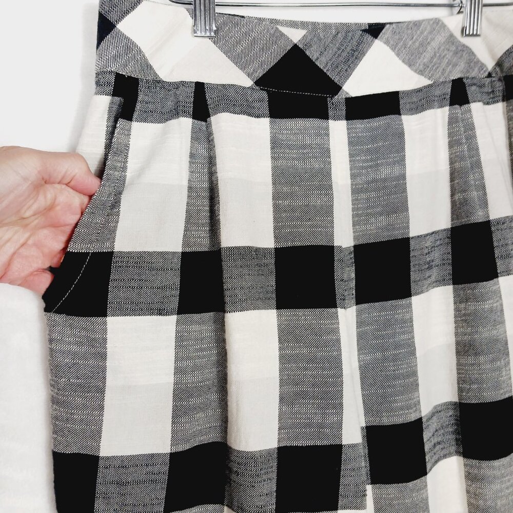 Free People, MED Clear Skies Checkered Plaid Woven Pants, Black & White Cropped - Picture 5 of 15
